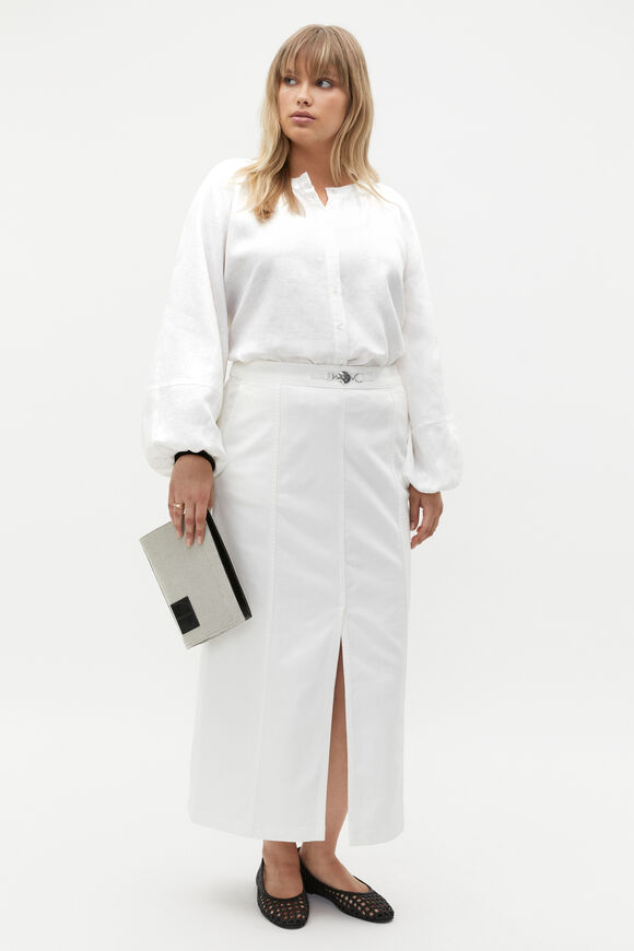 Linen Button Down Blouse  Whisper White  hi-res