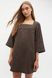 Linen Square Neck Mini Dress  Dark Espresso  hi-res