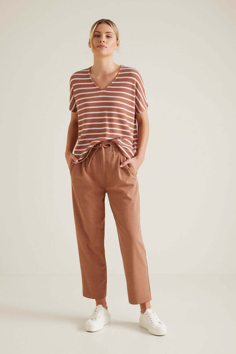 V Neck Textured Tee  