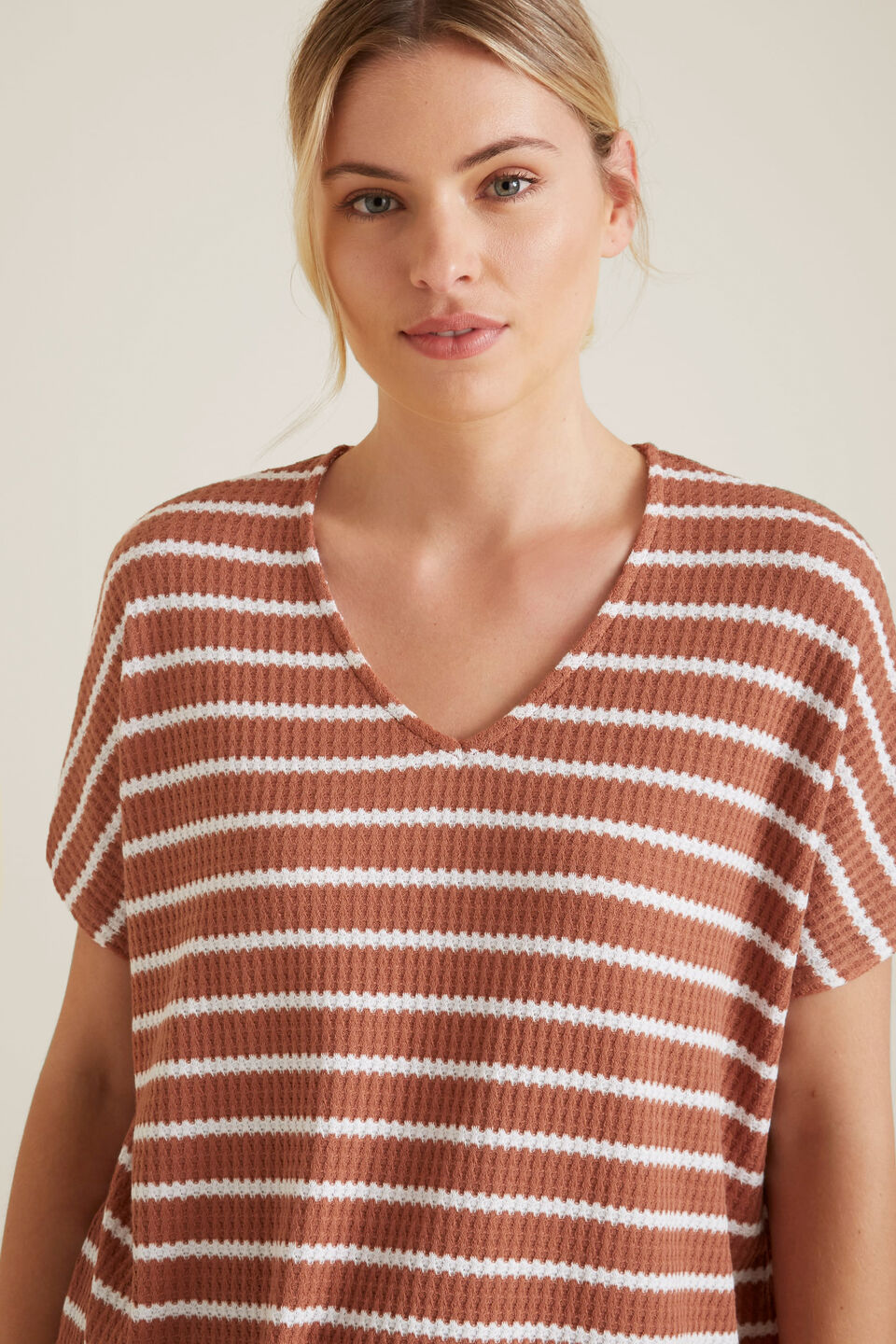 V Neck Textured Tee  