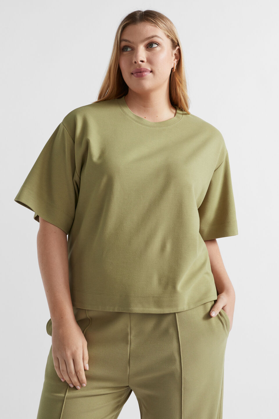 Double Knit Boxy Tee  Pistachio
