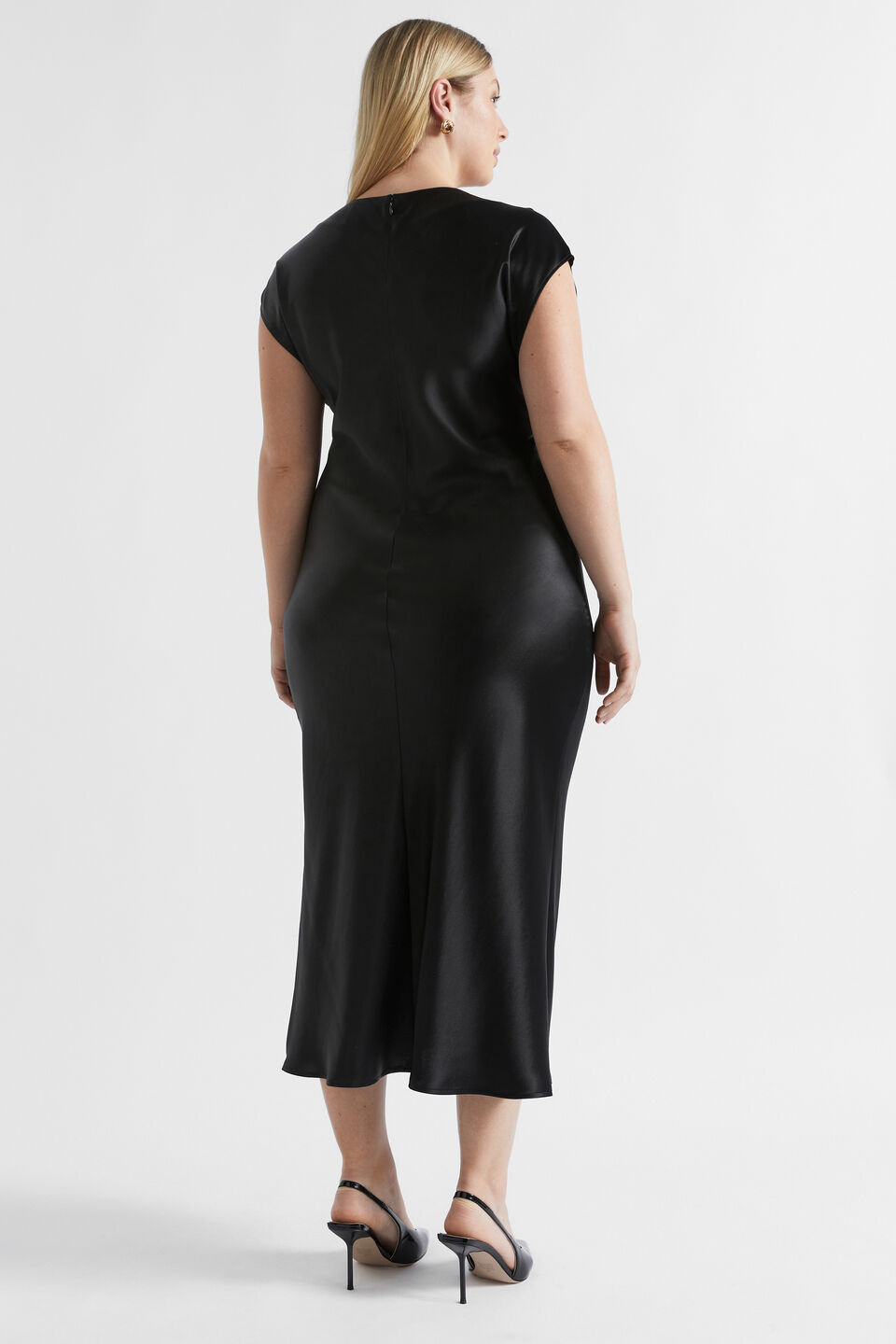 Satin Column Dress  Black