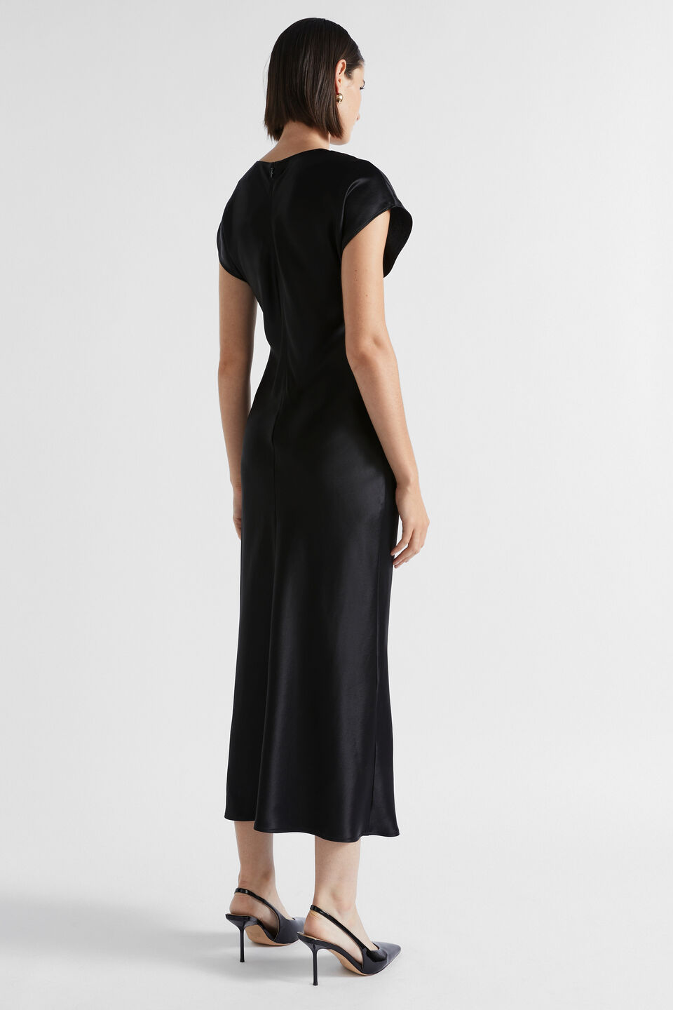 Satin Column Dress  Black