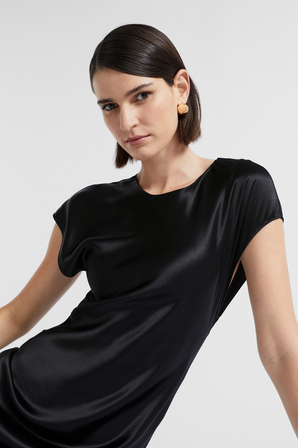 Satin Column Dress  Black