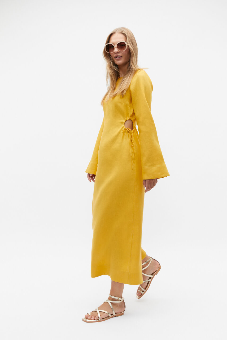 Linen Tie Detail Maxi Dress  Sundaze