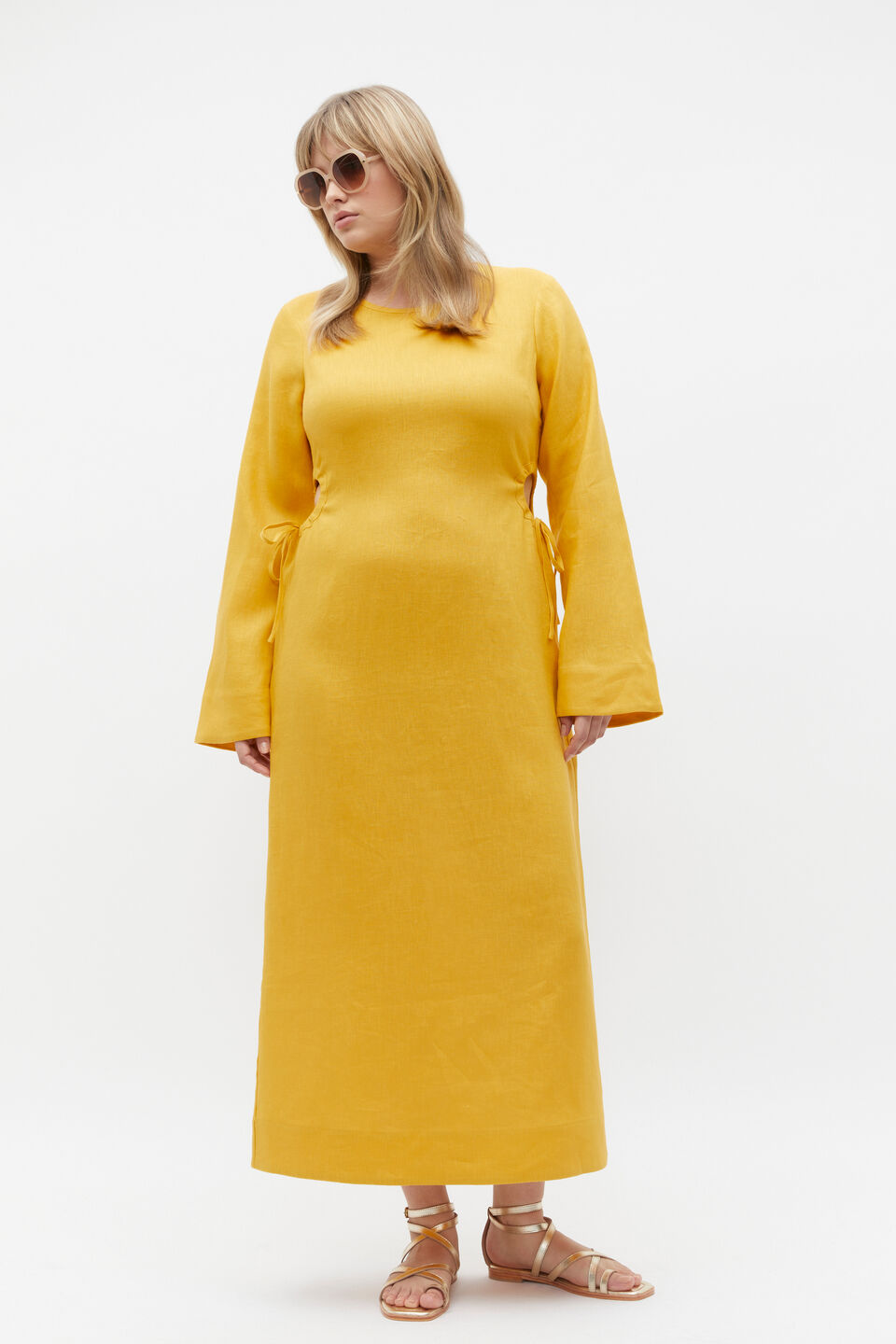 Linen Tie Detail Maxi Dress  Sundaze