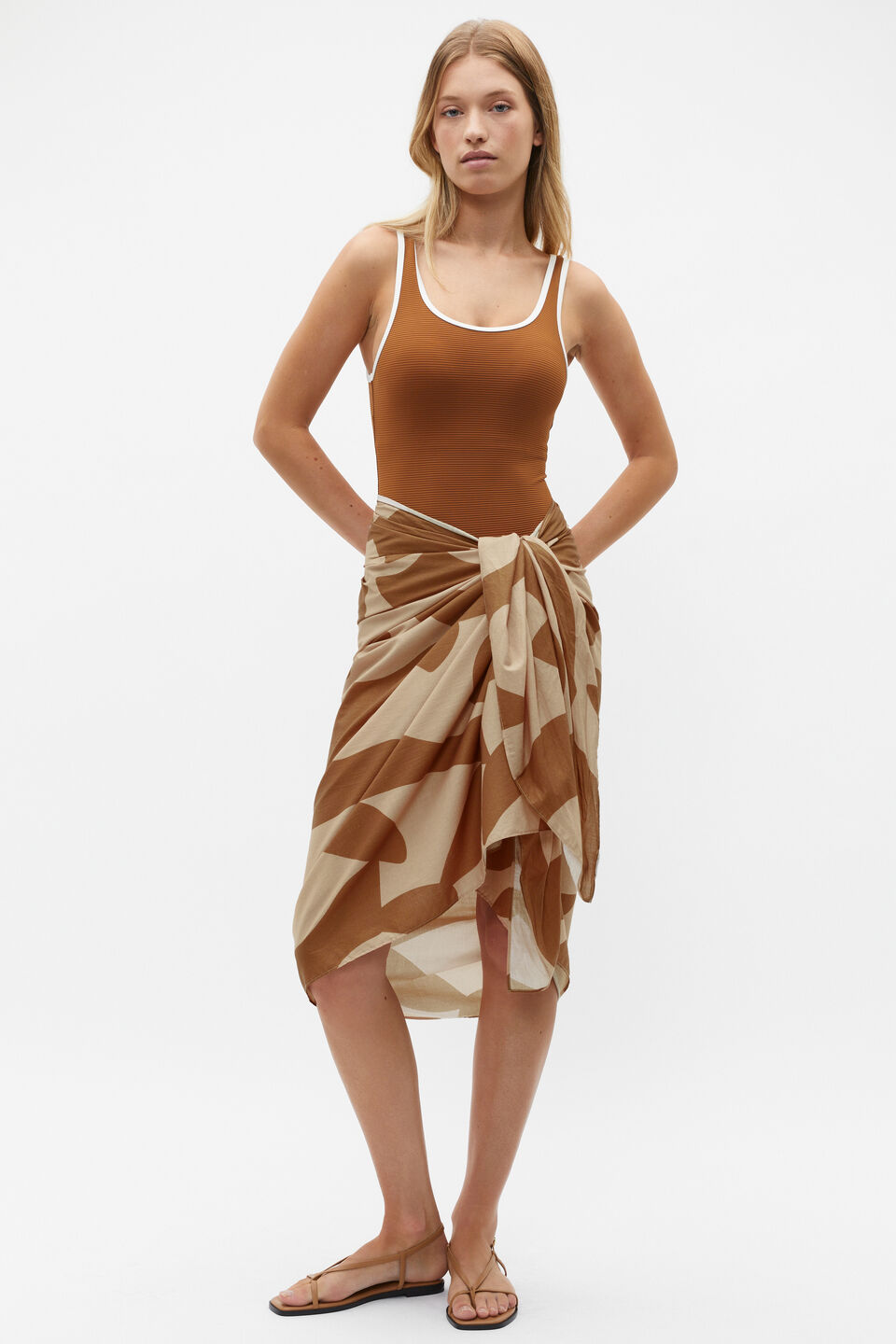 Geo Print Sarong  Cinnamon Spice