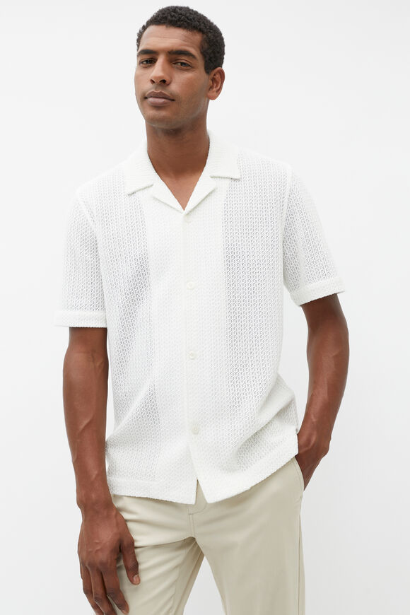 Textured Open Weave Shirt  Vintage White  hi-res