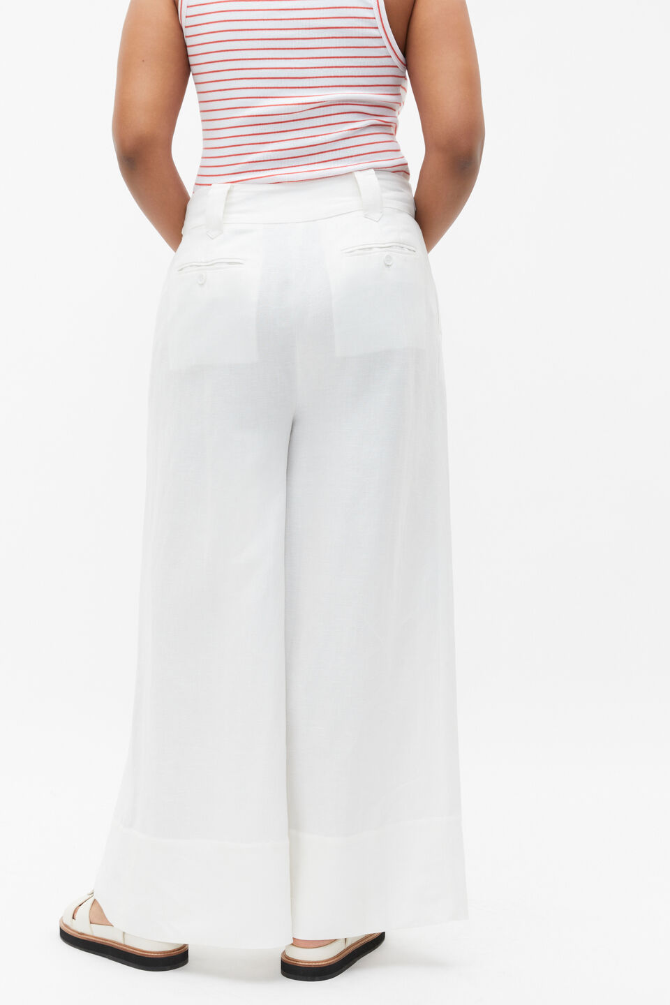 D Ring Pleat Pant  Whisper White