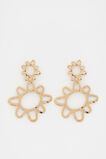 Textured Flower Drop Earring  Gold  hi-res
