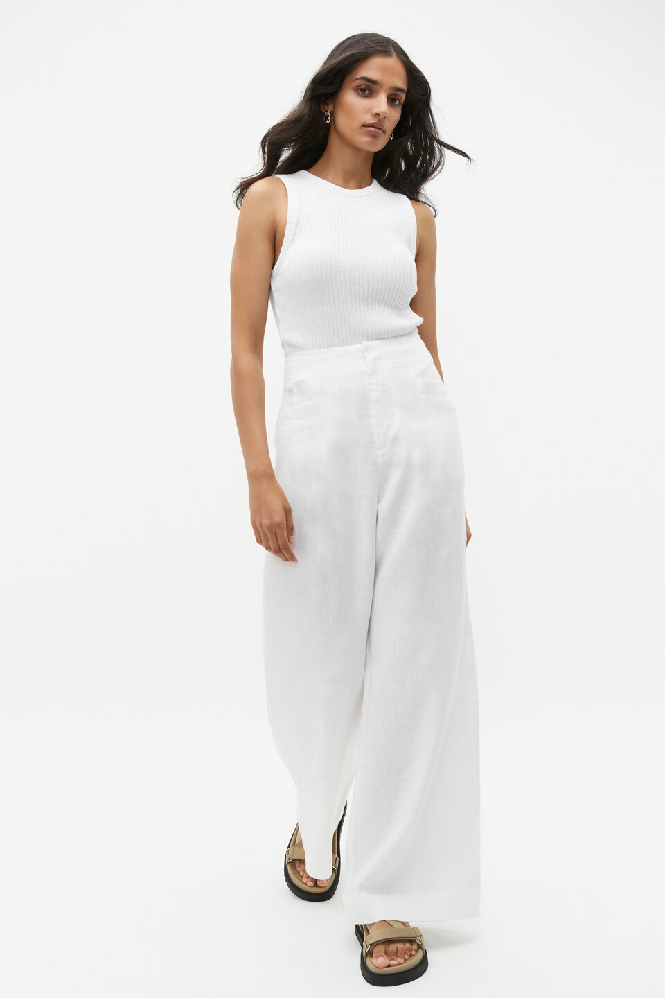 Textured Rib Tank  Whisper White