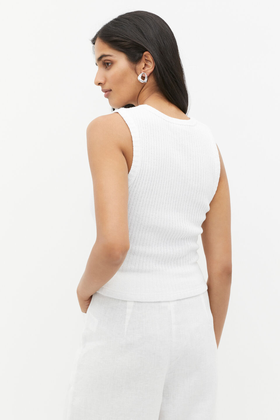 Textured Rib Tank  Whisper White
