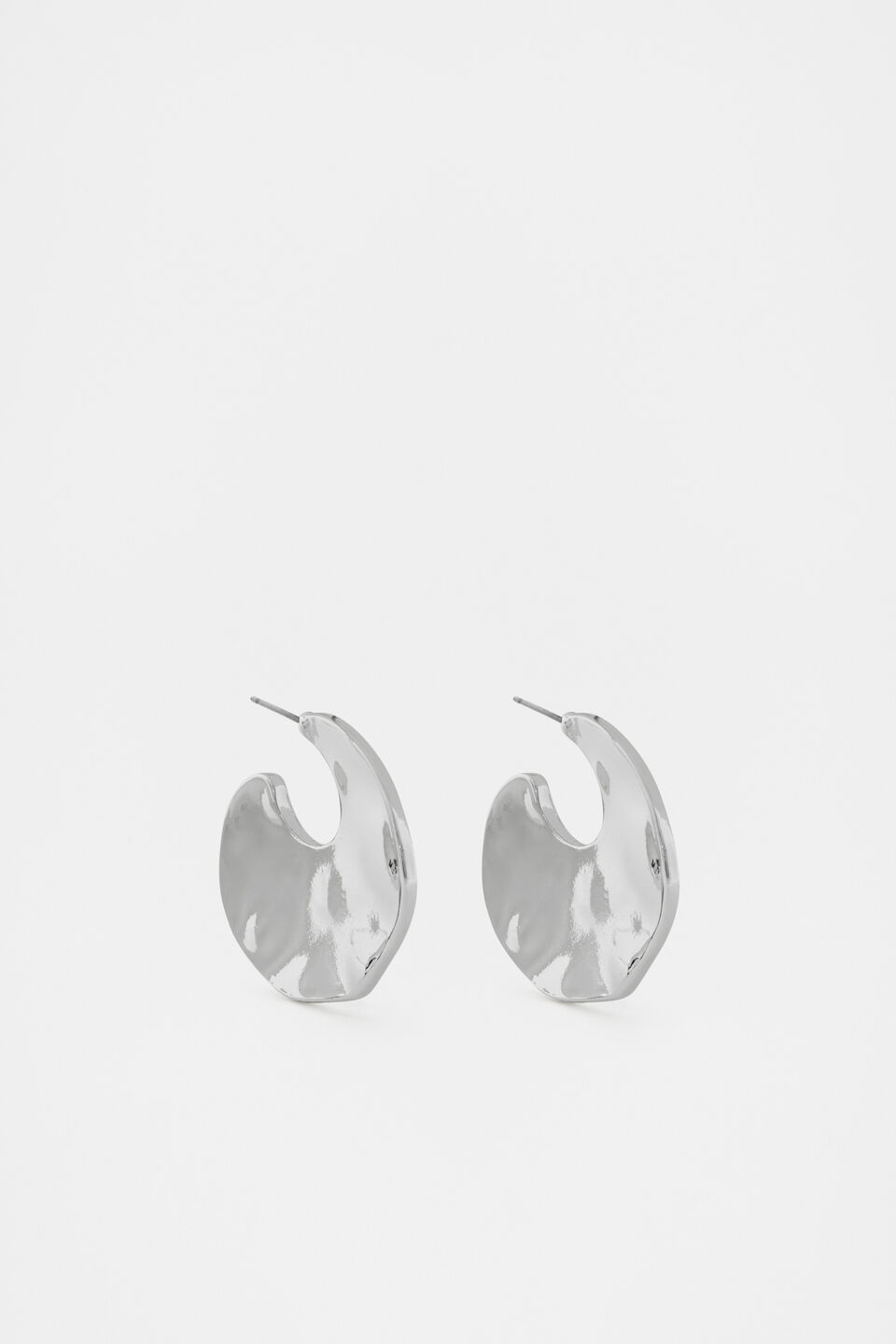 Round Organic Hoop  Silver