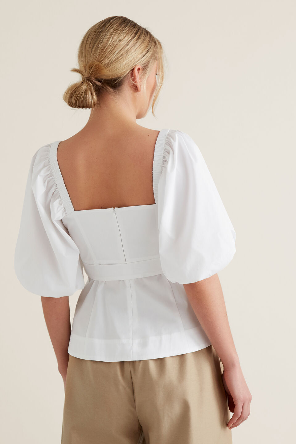 Tie Blouson Sleeve Top  