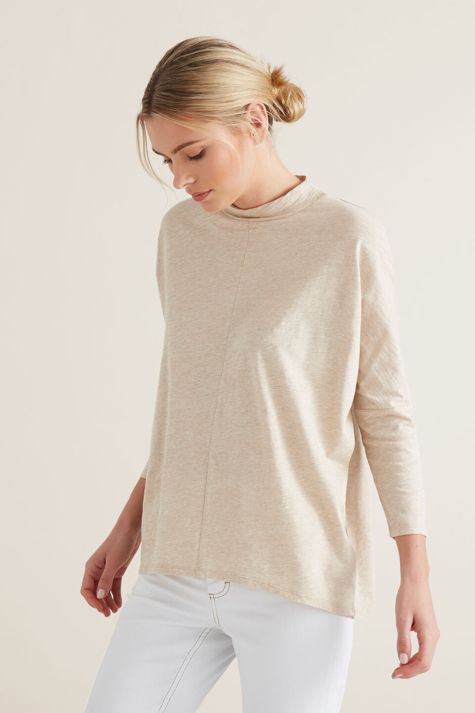 Mock Neck Slub Top  