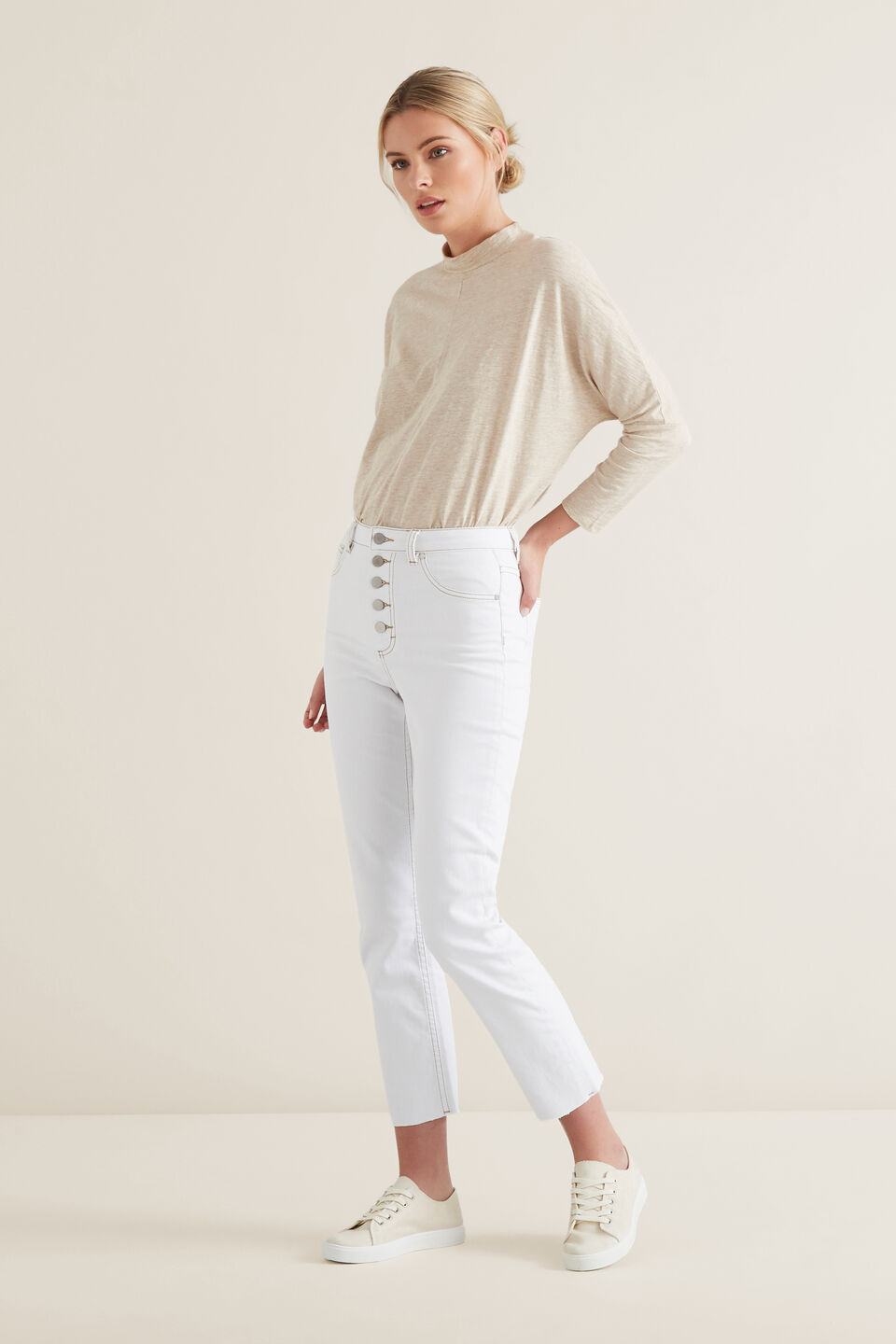 Mock Neck Slub Top  
