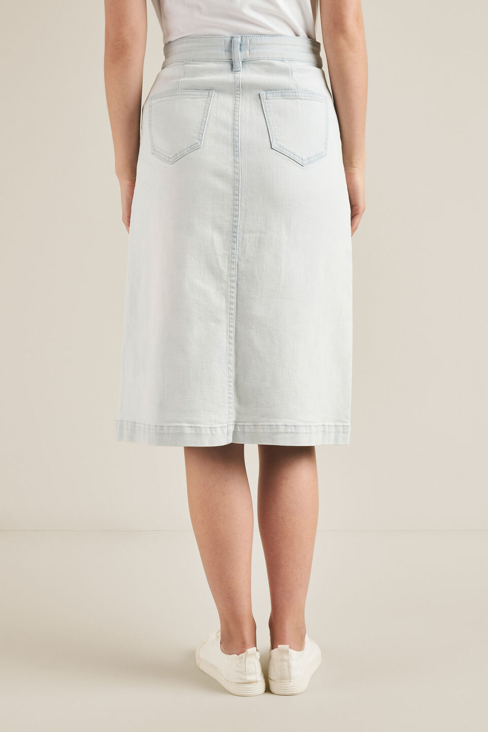 Midi A-Line Denim Skirt  