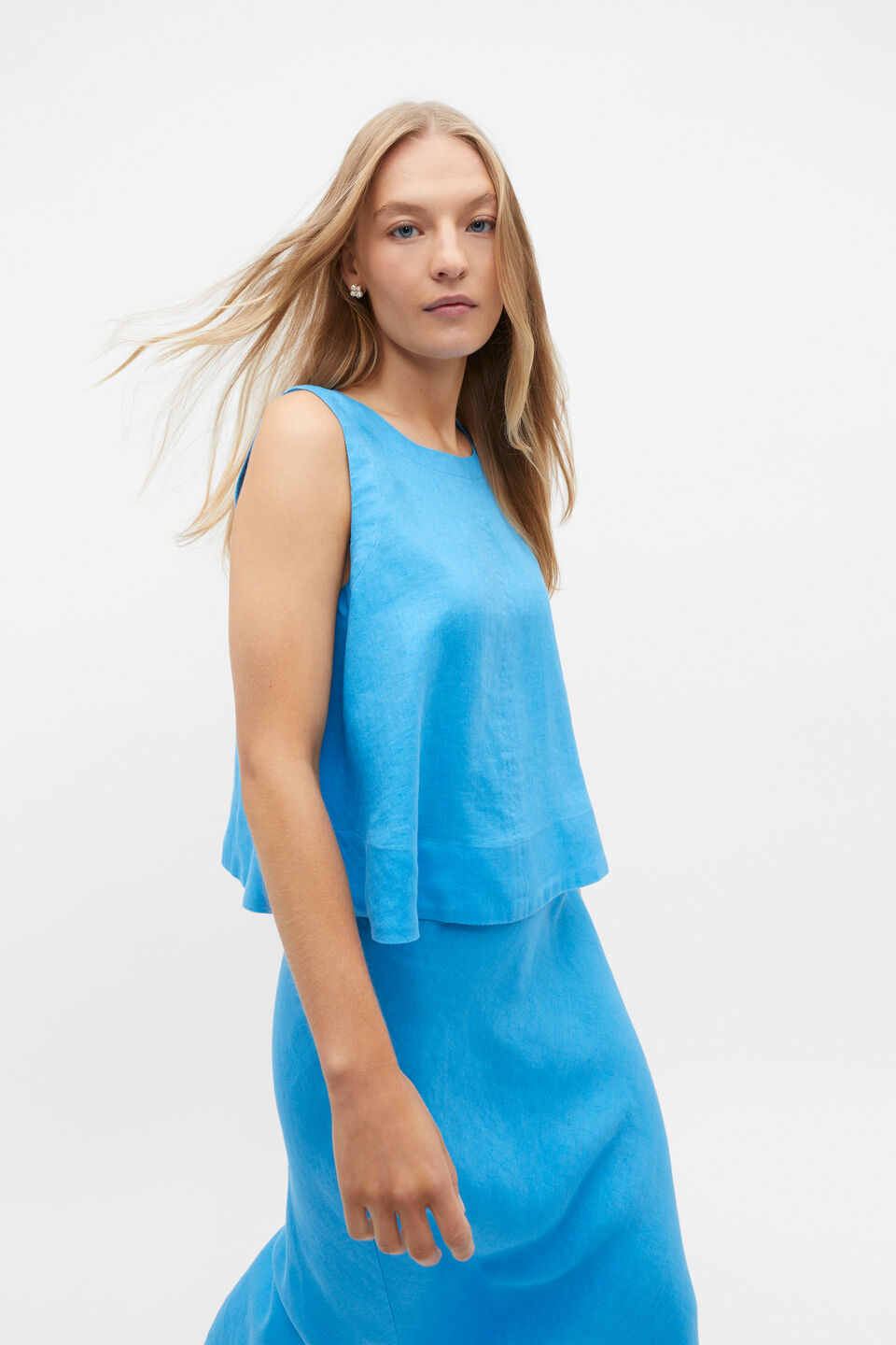 Core Linen Shell Top  Amalfi