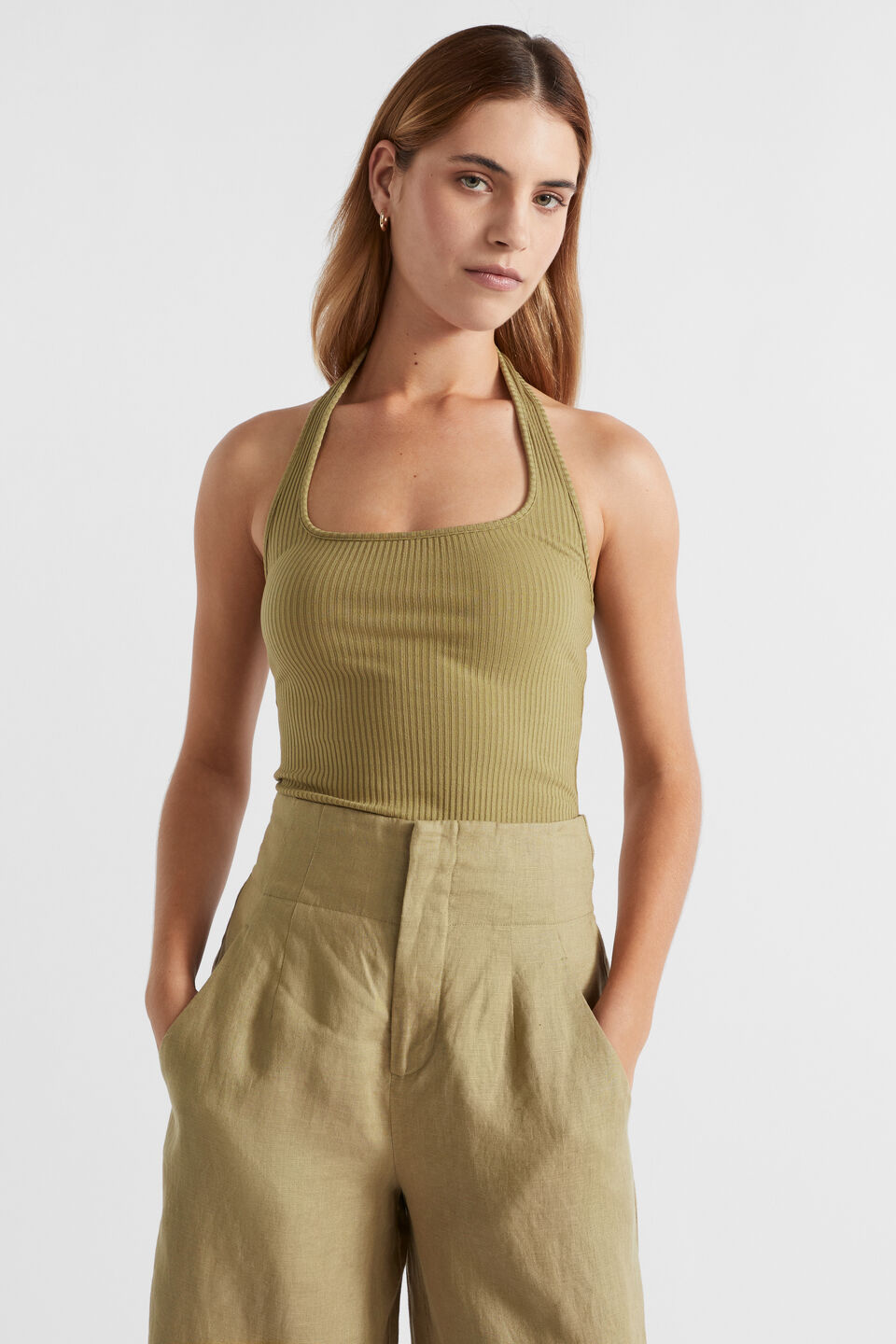 Halter Rib Tank  Pistachio
