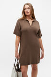 Cotton Blend Polo Knit Dress  Affogato  hi-res