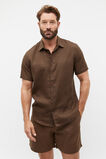 Short Sleeve Linen Shirt  Dark Praline  hi-res