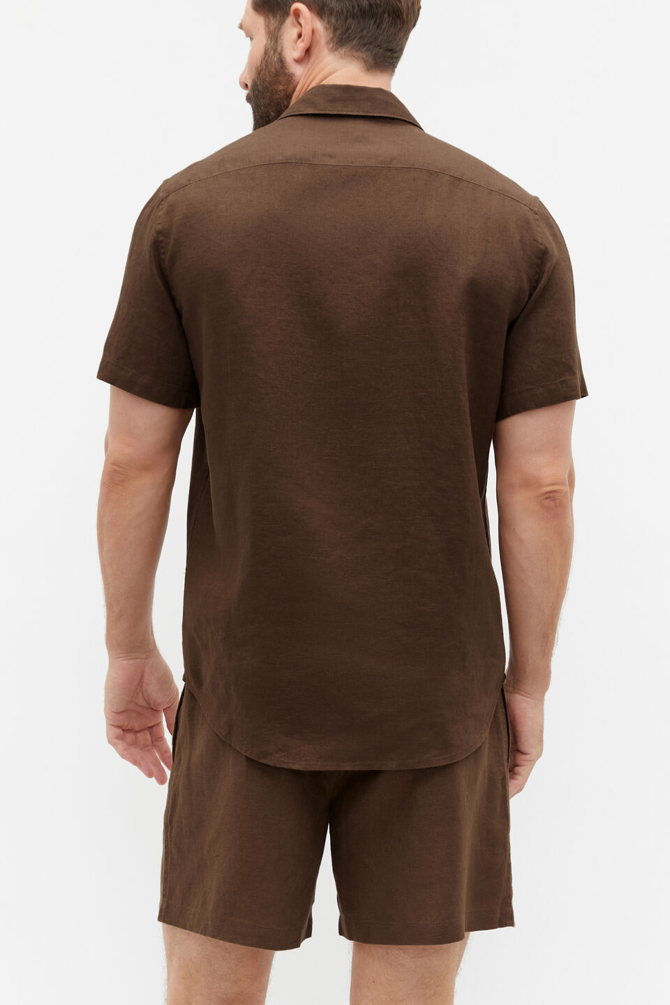 Short Sleeve Linen Shirt  Dark Praline