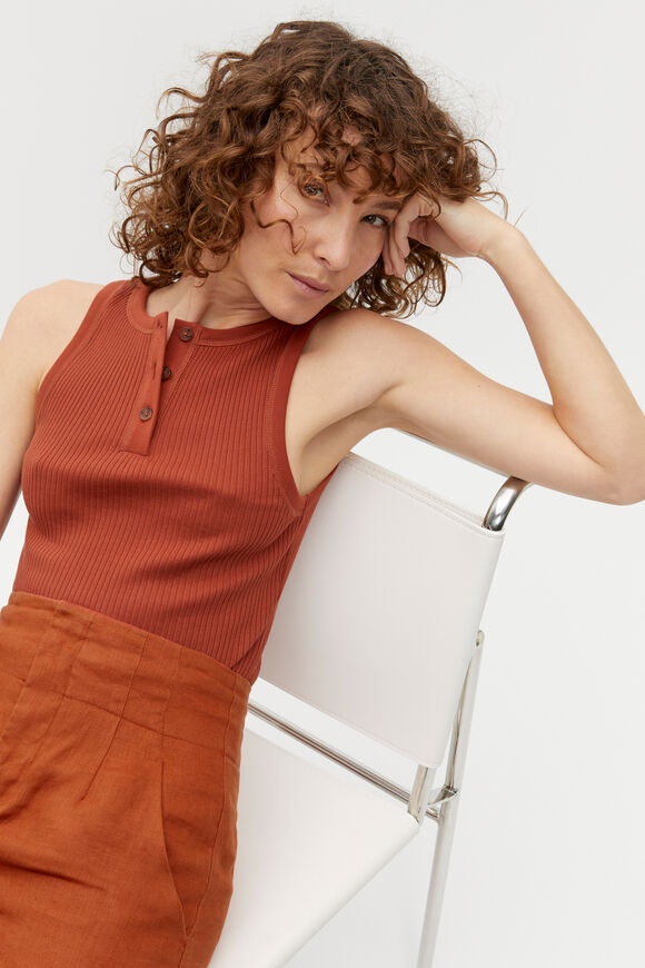 Henley Rib Tank  Russet  hi-res