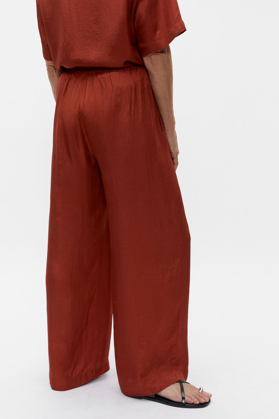 Textured Satin Pant  Russet