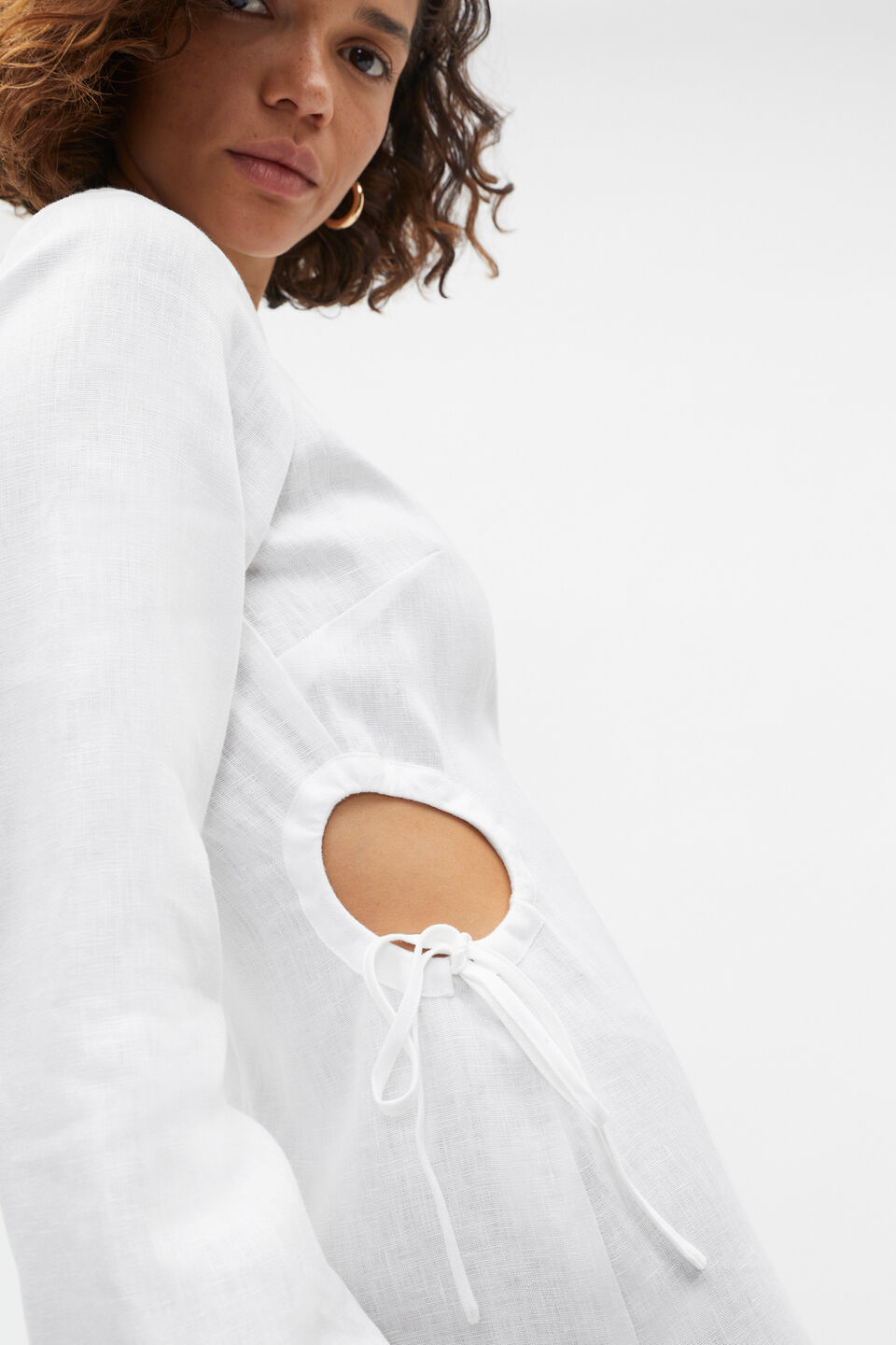 Linen Tie Detail Maxi Dress  Whisper White