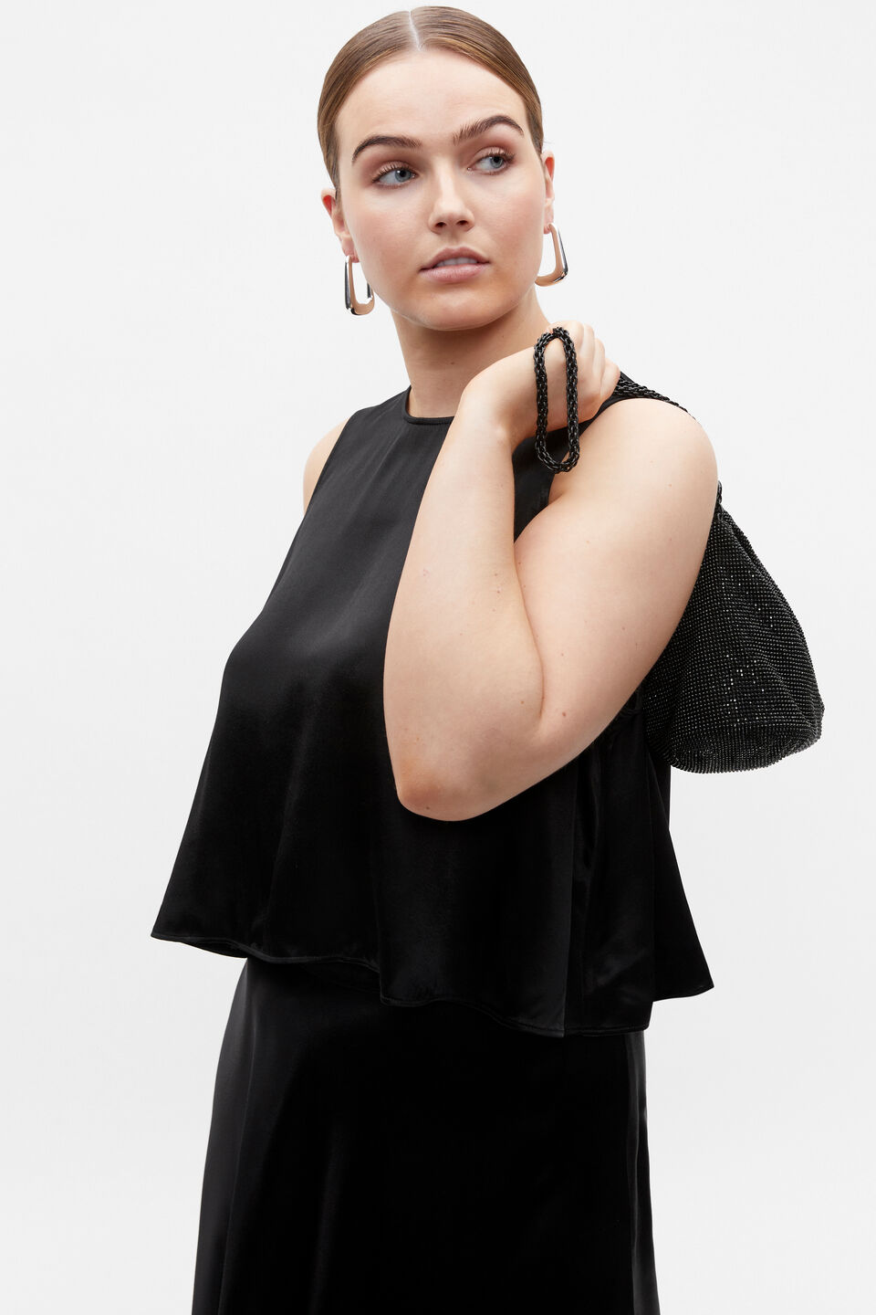 Satin Shell Top  Black