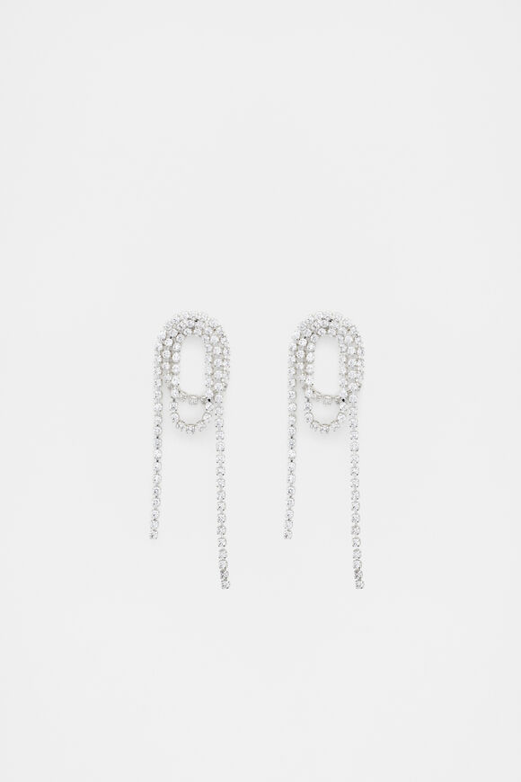 Crystal Looped Earring  Silver  hi-res