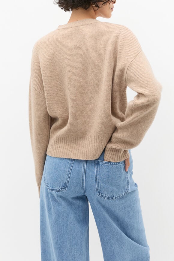 Merino Button Up Knit Cardigan  Cookie Marle  hi-res