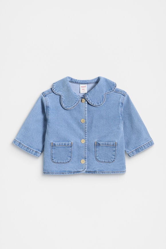 Collar Denim Jacket  Clean Blue Wash  hi-res