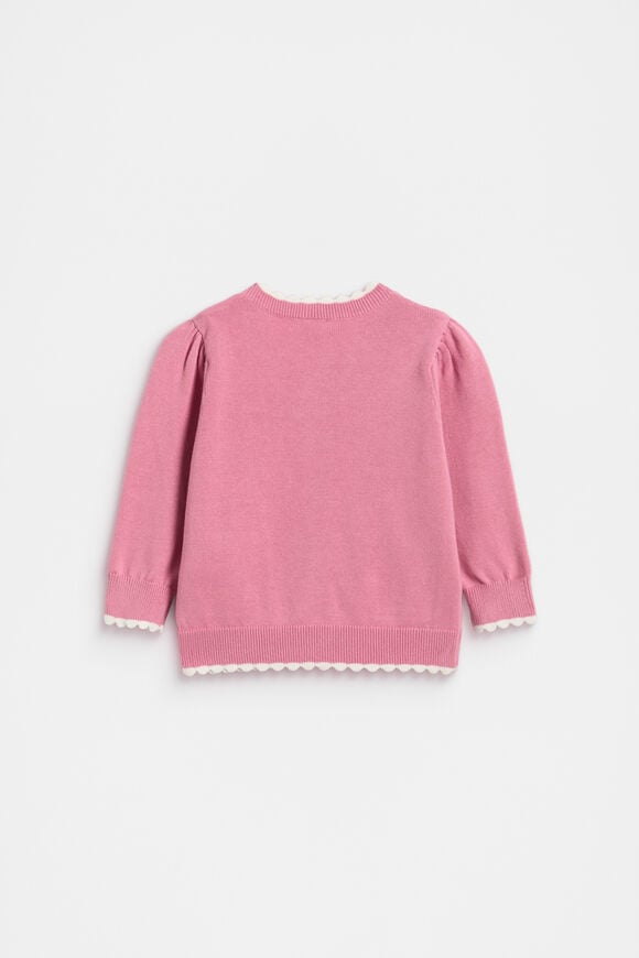 Heart Knit Cardigan  Raspberry  hi-res