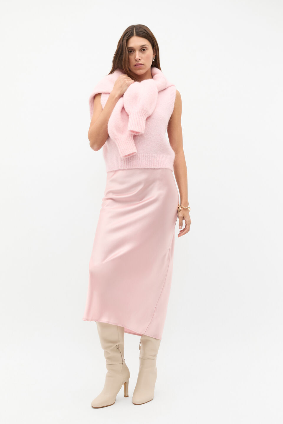Satin Slip Skirt  Rose Petal