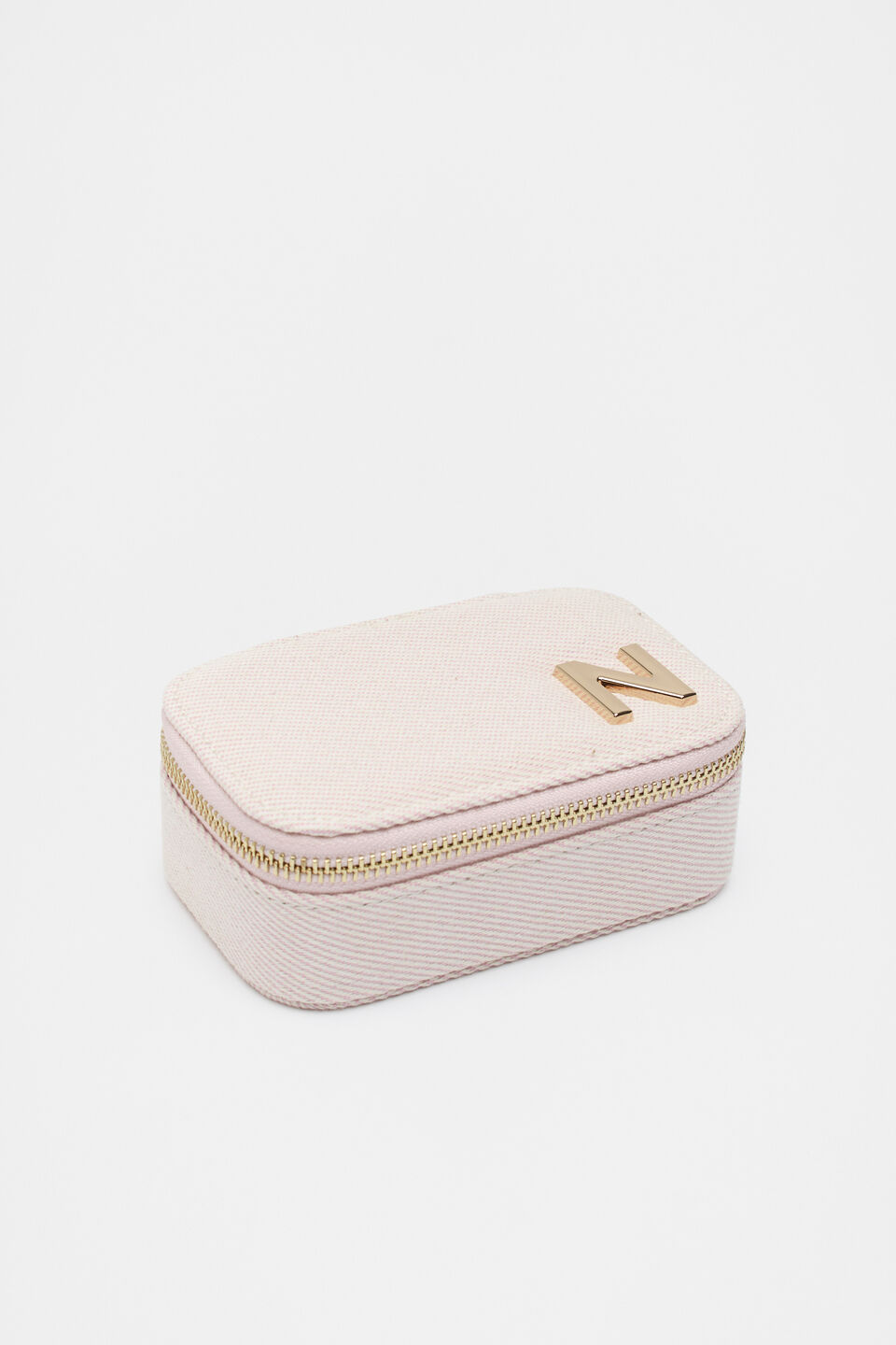 Initials Mini Jewellery Case Rose Petal  N