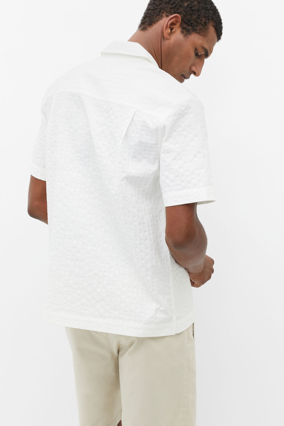 Textured Stitch Shirt  Vintage White