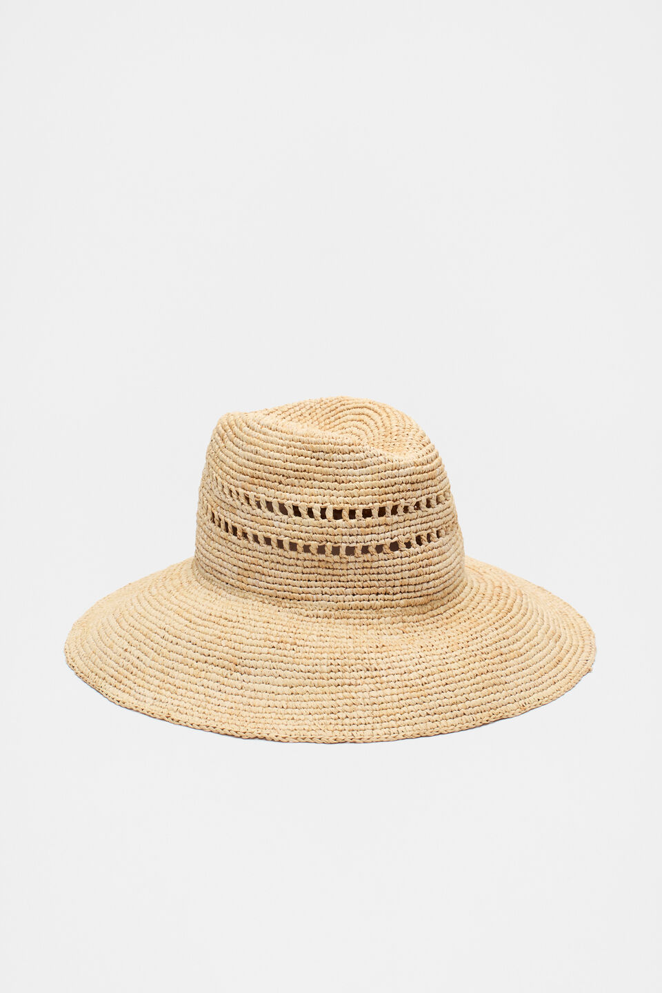 Wide Brim Straw Fedora  Natural