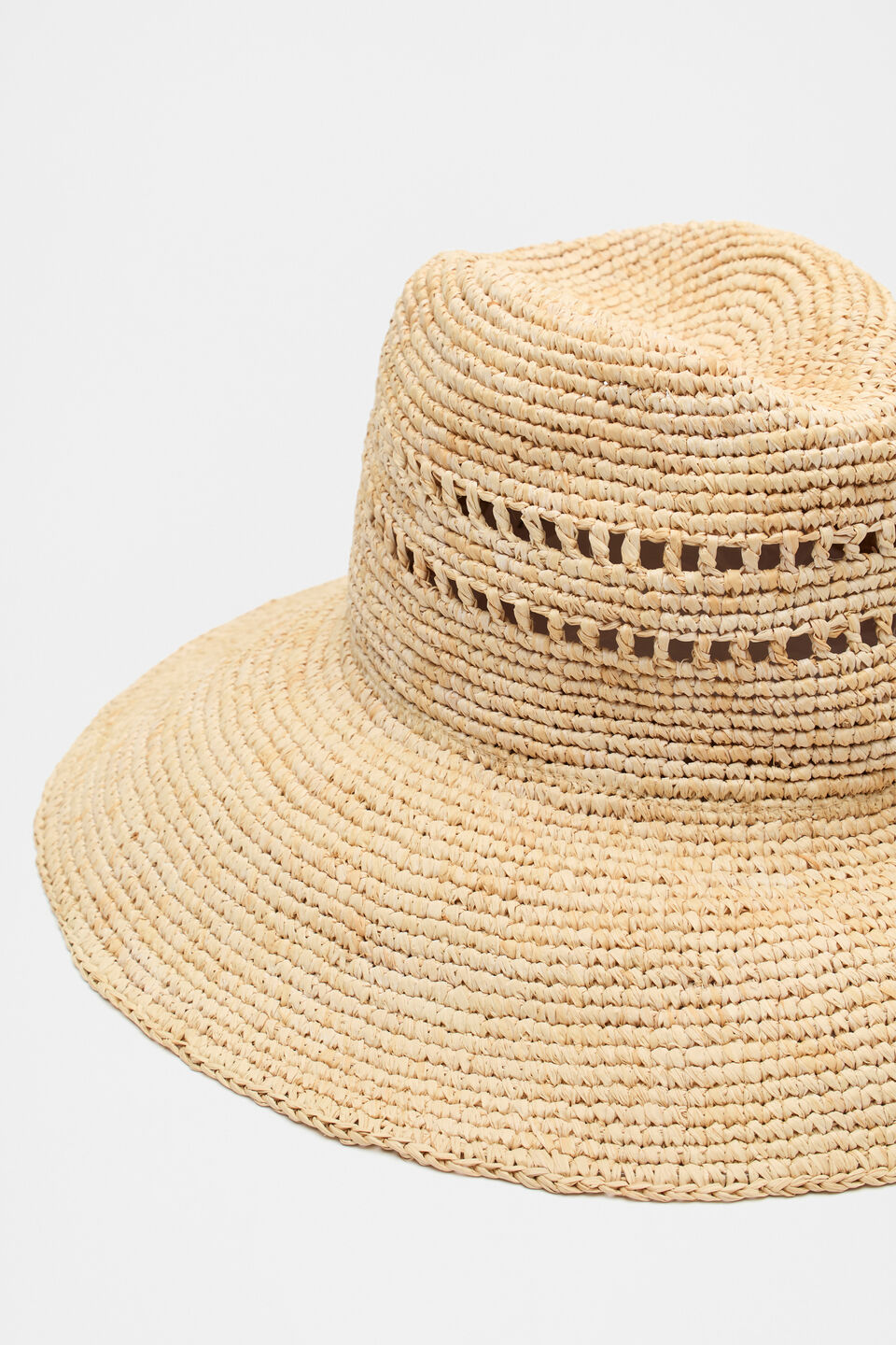 Wide Brim Straw Fedora  Natural