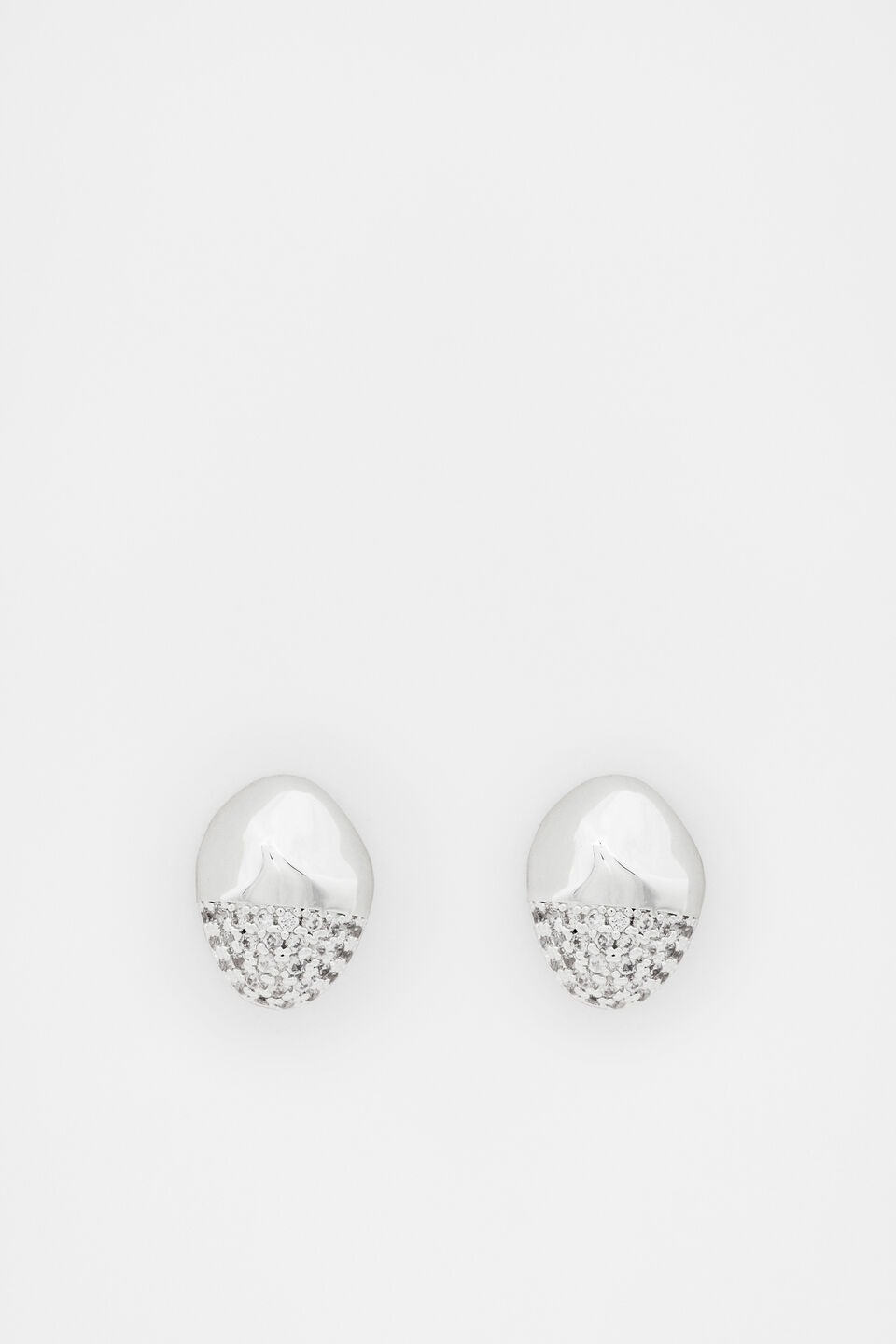 Pave Organic Studs  Silver