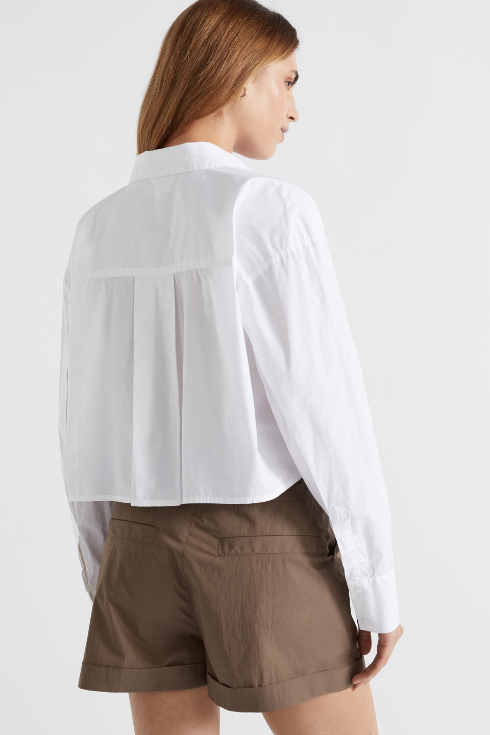 Poplin Cargo Crop Shirt  Whisper White