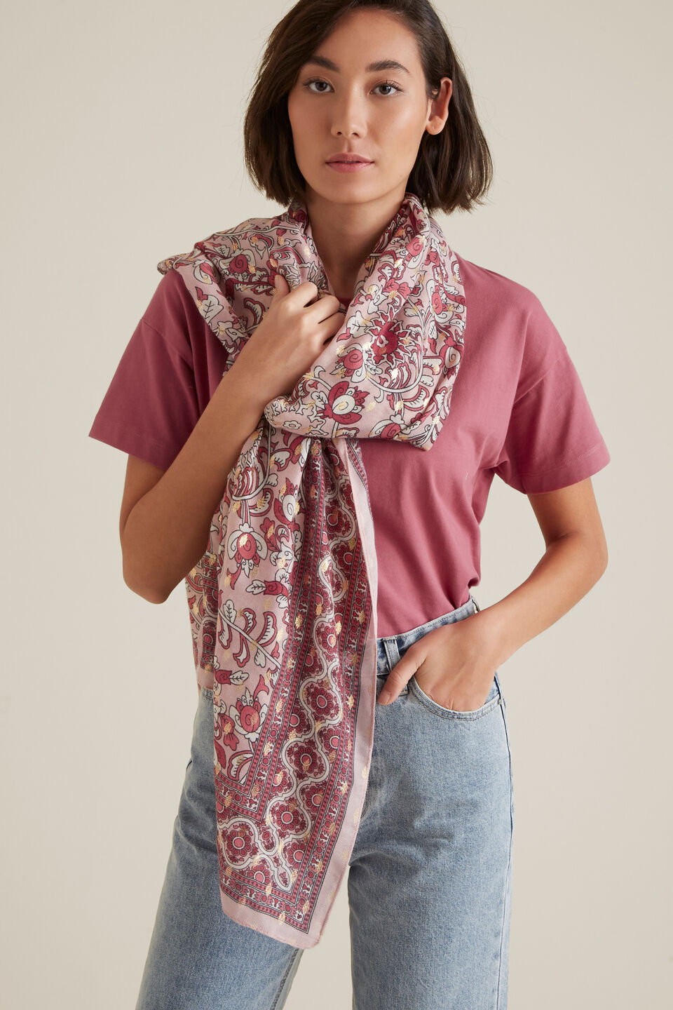 Folk Floral Scarf  