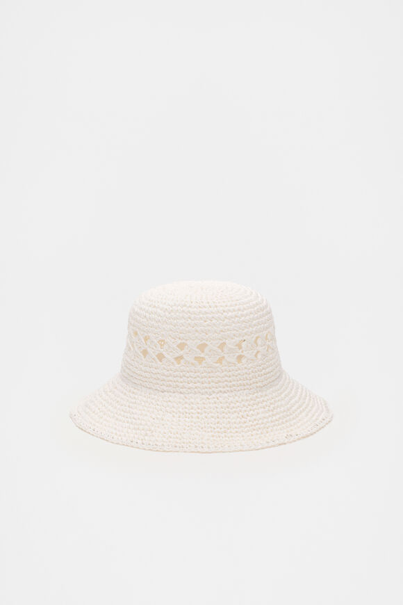 Woven Bucket Hat  White  hi-res