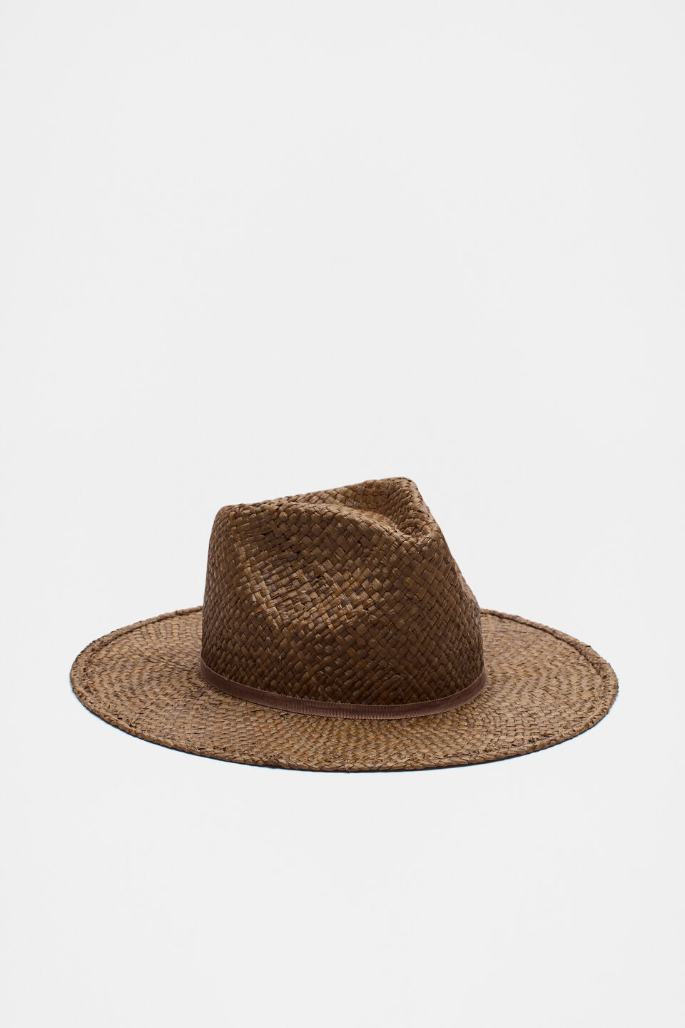 Woven Straw Fedora  Dark Praline