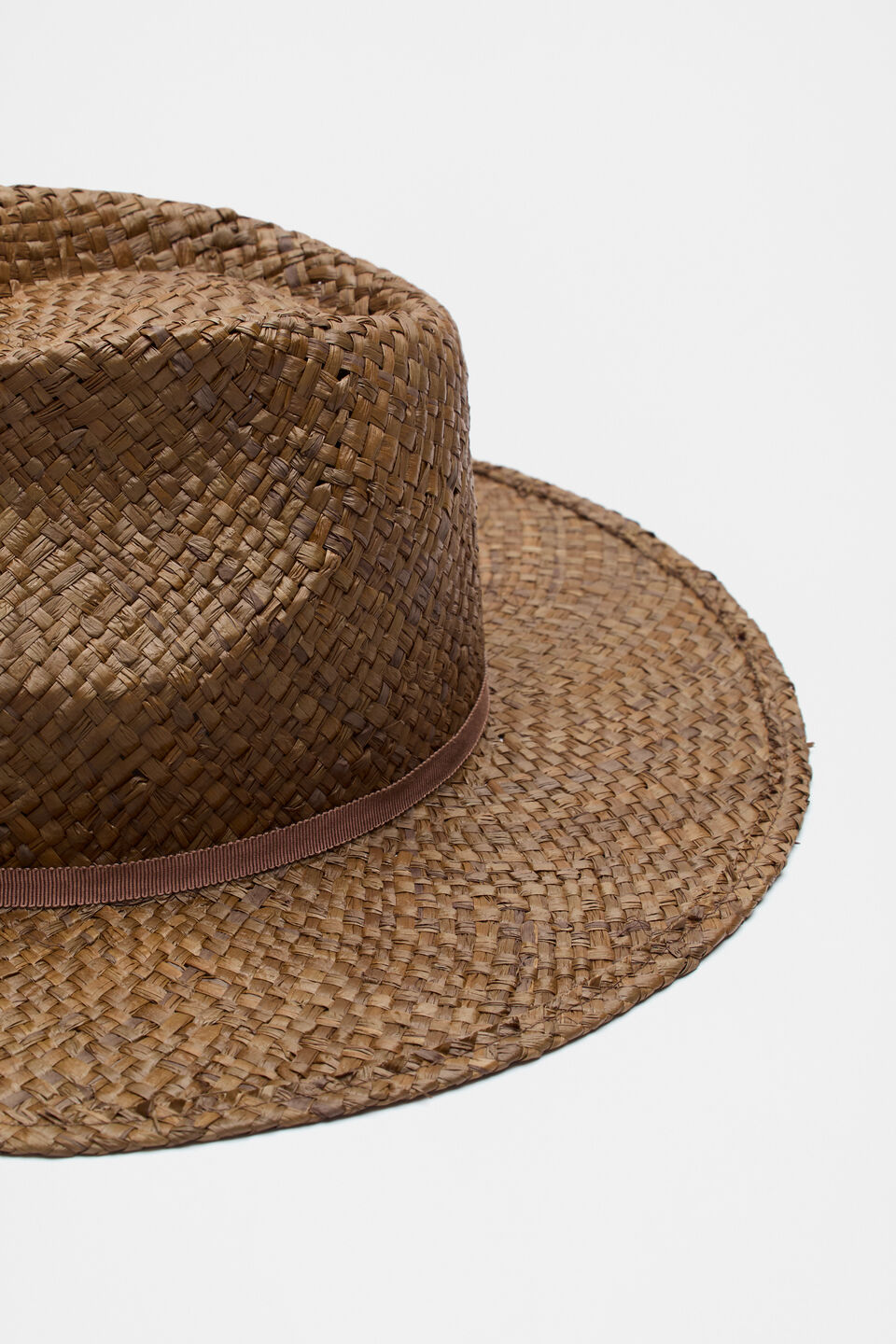 Woven Straw Fedora  Dark Praline