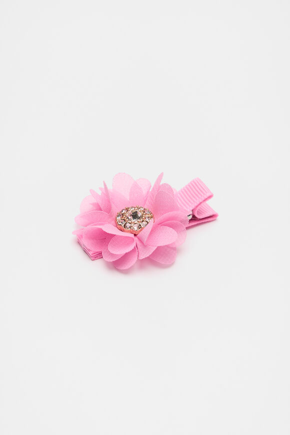 Organza Flower Duck Clip  Candy Pink  hi-res
