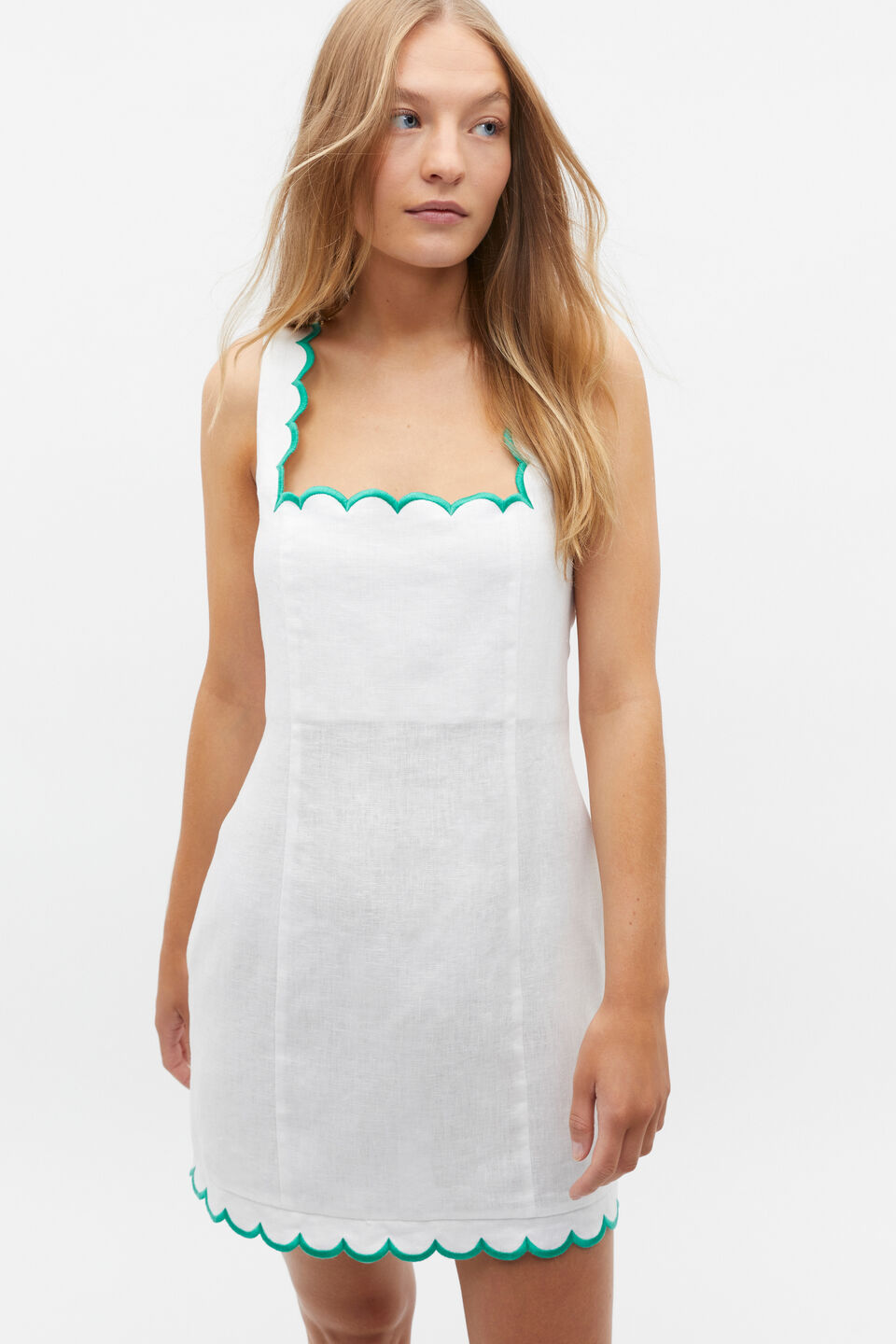 Scallop Mini Dress  Whisper White