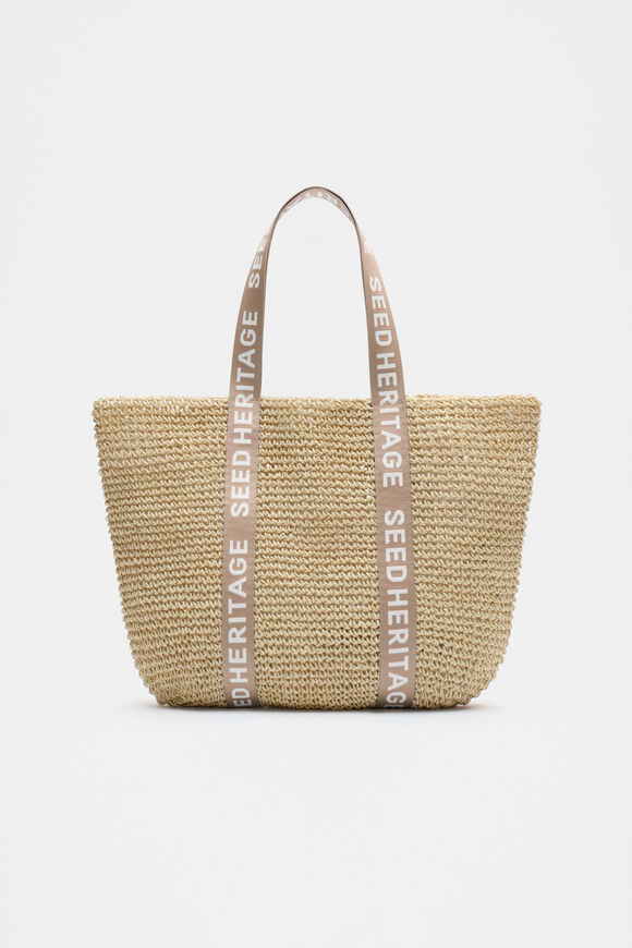 Logo Woven Basket Bag  Nougat  hi-res