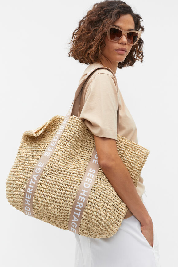Logo Woven Basket Bag  Nougat  hi-res