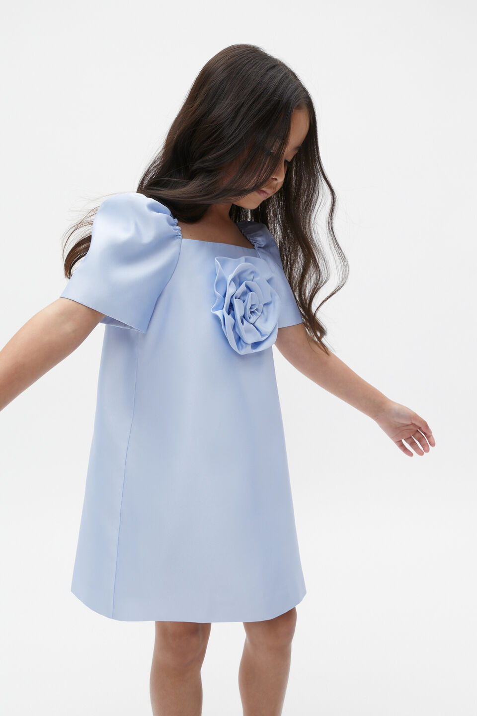 Rosette Dress  Powder Blue